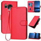 For Sharp Aquos Sense7 YX0070 Carbon Fiber Buckle Leather Phone Case with Lanyard(Red) - 1