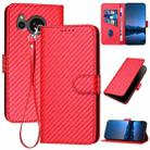 For Sharp Aquos Sense8 YX0070 Carbon Fiber Buckle Leather Phone Case with Lanyard(Red) - 1
