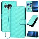 For Sharp Aquos Sense8 YX0070 Carbon Fiber Buckle Leather Phone Case with Lanyard(Light Blue) - 1