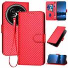 For Sharp Aquos R9 Pro YX0070 Carbon Fiber Buckle Leather Phone Case with Lanyard(Red) - 1