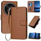 For Sharp Aquos R9 Pro YX0070 Carbon Fiber Buckle Leather Phone Case with Lanyard(Coffee) - 1