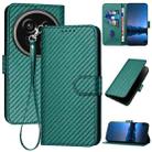 For Sharp Aquos R9 Pro YX0070 Carbon Fiber Buckle Leather Phone Case with Lanyard(Dark Green) - 1