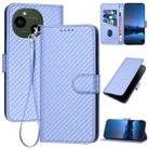 For Sharp Aquos R10 YX0070 Carbon Fiber Buckle Leather Phone Case with Lanyard(Light Purple) - 1
