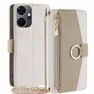 For itel P55+ 4G Crossbody Litchi Texture Leather Phone Case(White) - 1