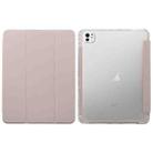 For iPad Pro 11 2024 3-folding Electric Pressed Skin Texture Leather Tablet Case(Light Pink) - 1