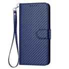 For iPhone SE 2024 YX0070 Carbon Fiber Buckle Leather Phone Case with Lanyard(Royal Blue) - 2