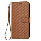 For iPhone SE 2024 YX0070 Carbon Fiber Buckle Leather Phone Case with Lanyard(Coffee) - 2