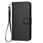 For iPhone 15 Pro YX0070 Carbon Fiber Buckle Leather Phone Case with Lanyard(Black) - 2