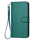 For iPhone 15 Pro YX0070 Carbon Fiber Buckle Leather Phone Case with Lanyard(Dark Green) - 2