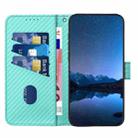 For iPhone 14 YX0070 Carbon Fiber Buckle Leather Phone Case with Lanyard(Light Blue) - 3