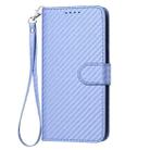 For iPhone 14 YX0070 Carbon Fiber Buckle Leather Phone Case with Lanyard(Light Purple) - 2