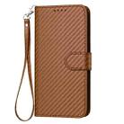 For iPhone 12 / 12 Pro YX0070 Carbon Fiber Buckle Leather Phone Case with Lanyard(Coffee) - 2