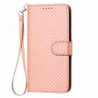 For iPhone 12 / 12 Pro YX0070 Carbon Fiber Buckle Leather Phone Case with Lanyard(Pink) - 2