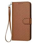 For iPhone X / XS YX0070 Carbon Fiber Buckle Leather Phone Case with Lanyard(Coffee) - 2