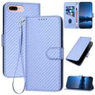 For iPhone 8 Plus / 7 Plus YX0070 Carbon Fiber Buckle Leather Phone Case with Lanyard(Light Purple) - 1