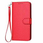 For iPhone SE 2022 / SE 2020 / 8 / 7 YX0070 Carbon Fiber Buckle Leather Phone Case with Lanyard(Red) - 2