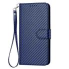 For iPhone 16 Pro Max YX0070 Carbon Fiber Buckle Leather Phone Case with Lanyard(Royal Blue) - 2