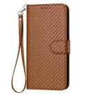 For iPhone 16 Pro Max YX0070 Carbon Fiber Buckle Leather Phone Case with Lanyard(Coffee) - 2