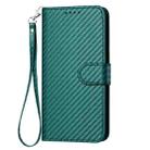 For iPhone 16 Pro Max YX0070 Carbon Fiber Buckle Leather Phone Case with Lanyard(Dark Green) - 2