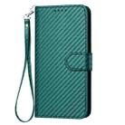 For iPhone 16 Pro YX0070 Carbon Fiber Buckle Leather Phone Case with Lanyard(Dark Green) - 2