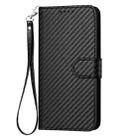For iPhone 16 YX0070 Carbon Fiber Buckle Leather Phone Case with Lanyard(Black) - 2