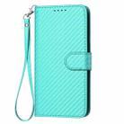 For Google Pixel 9 Pro YX0070 Carbon Fiber Buckle Leather Phone Case with Lanyard(Light Blue) - 2