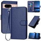 For Google Pixel 8a YX0070 Carbon Fiber Buckle Leather Phone Case with Lanyard(Royal Blue) - 1