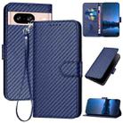 For Google Pixel 8 YX0070 Carbon Fiber Buckle Leather Phone Case with Lanyard(Royal Blue) - 1