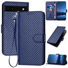 For Google Pixel 6a YX0070 Carbon Fiber Buckle Leather Phone Case with Lanyard(Royal Blue) - 1