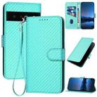 For Google Pixel 6 Pro YX0070 Carbon Fiber Buckle Leather Phone Case with Lanyard(Light Blue) - 1