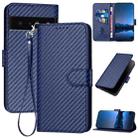 For Google Pixel 6 Pro YX0070 Carbon Fiber Buckle Leather Phone Case with Lanyard(Royal Blue) - 1