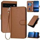 For Google Pixel 6 YX0070 Carbon Fiber Buckle Leather Phone Case with Lanyard(Coffee) - 1