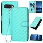 For Google Pixel 9a YX0070 Carbon Fiber Buckle Leather Phone Case with Lanyard(Light Blue) - 1