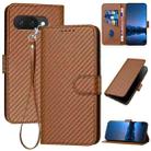 For Google Pixel 9a YX0070 Carbon Fiber Buckle Leather Phone Case with Lanyard(Coffee) - 1