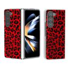 For Samsung Galaxy Z Fold5 Frosted Transparent Edge Leopard Print Phone Case(Red) - 1