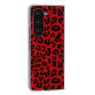 For Samsung Galaxy Z Fold5 Frosted Transparent Edge Leopard Print Phone Case(Red) - 2