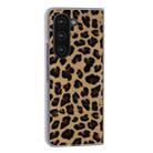 For Samsung Galaxy Z Fold5 Frosted Transparent Edge Leopard Print Phone Case(Gold) - 2