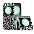 For Samsung Galaxy Z Flip6 Three Parts Frosted Transparent Frame Leopard Pattern Phone Case(Silver Leopard) - 1