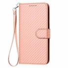 For Sony Xperia 10 VI YX0070 Carbon Fiber Buckle Leather Phone Case with Lanyard(Pink) - 2