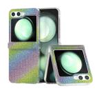 For Samsung Galaxy Z Flip5 Three Parts Frosted Transparent Frame Diamond Phone Case(Rainbow) - 1