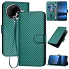 For Tecno Camon 30 Pro YX0070 Carbon Fiber Buckle Leather Phone Case with Lanyard(Dark Green) - 1