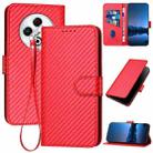 For Tecno Spark 30 4G YX0070 Carbon Fiber Buckle Leather Phone Case with Lanyard(Red) - 1