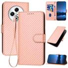 For Tecno Spark 30 4G YX0070 Carbon Fiber Buckle Leather Phone Case with Lanyard(Pink) - 1