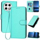 For Tecno Spark 30 Pro 4G YX0070 Carbon Fiber Buckle Leather Phone Case with Lanyard(Light Blue) - 1