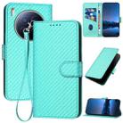 For Tecno Camon 40 Premier YX0070 Carbon Fiber Buckle Leather Phone Case with Lanyard(Light Blue) - 1