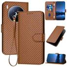 For Tecno Camon 40 Premier YX0070 Carbon Fiber Buckle Leather Phone Case with Lanyard(Coffee) - 1