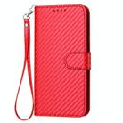 For Infinix Hot 30 YX0070 Carbon Fiber Buckle Leather Phone Case with Lanyard(Red) - 2