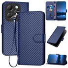 For Infinix Hot 40 / Hot 40 Pro 4G YX0070 Carbon Fiber Buckle Leather Phone Case with Lanyard(Royal Blue) - 1