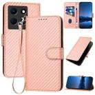 For Infinix Note 30 5G YX0070 Carbon Fiber Buckle Leather Phone Case with Lanyard(Pink) - 1