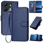 For Infinix Smart 7 YX0070 Carbon Fiber Buckle Leather Phone Case with Lanyard(Royal Blue) - 1